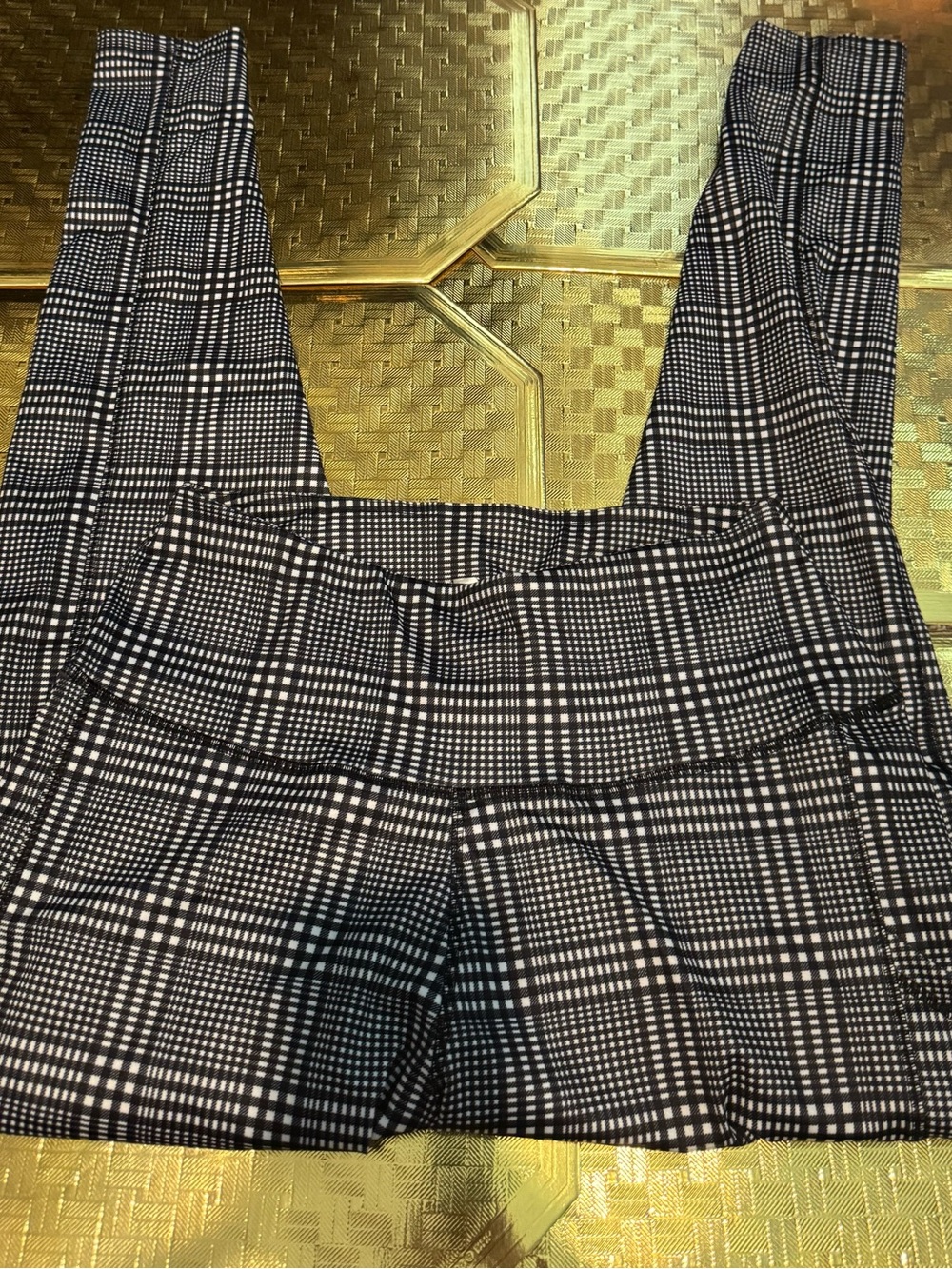 New Look Black & White Plaid Ponte Leggings